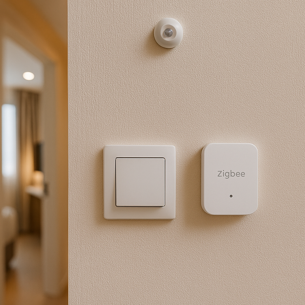 Panel de control de energía y sensores en hotel Nest Style Santiago