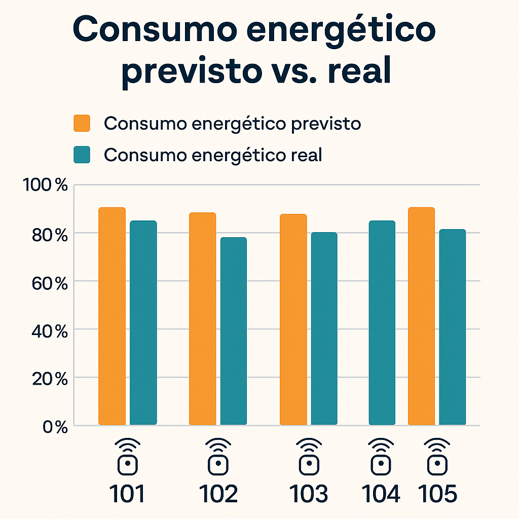 Ejemplo de gráficas de predicción de consumo energético por habitación